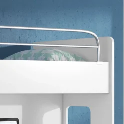 Garnero Arredamenti Letti A Castello|Letti A Castello-Letto a soppalco con armadio 324x180cm bianco grigio 2 letti Diego Gihome® Bianco Lucido - Grigio