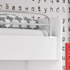 Garnero Arredamenti Letti A Castello|Letti A Castello-Letto a soppalco con armadio 254x120cm bianco Simone Gihome® Bianco Lucido