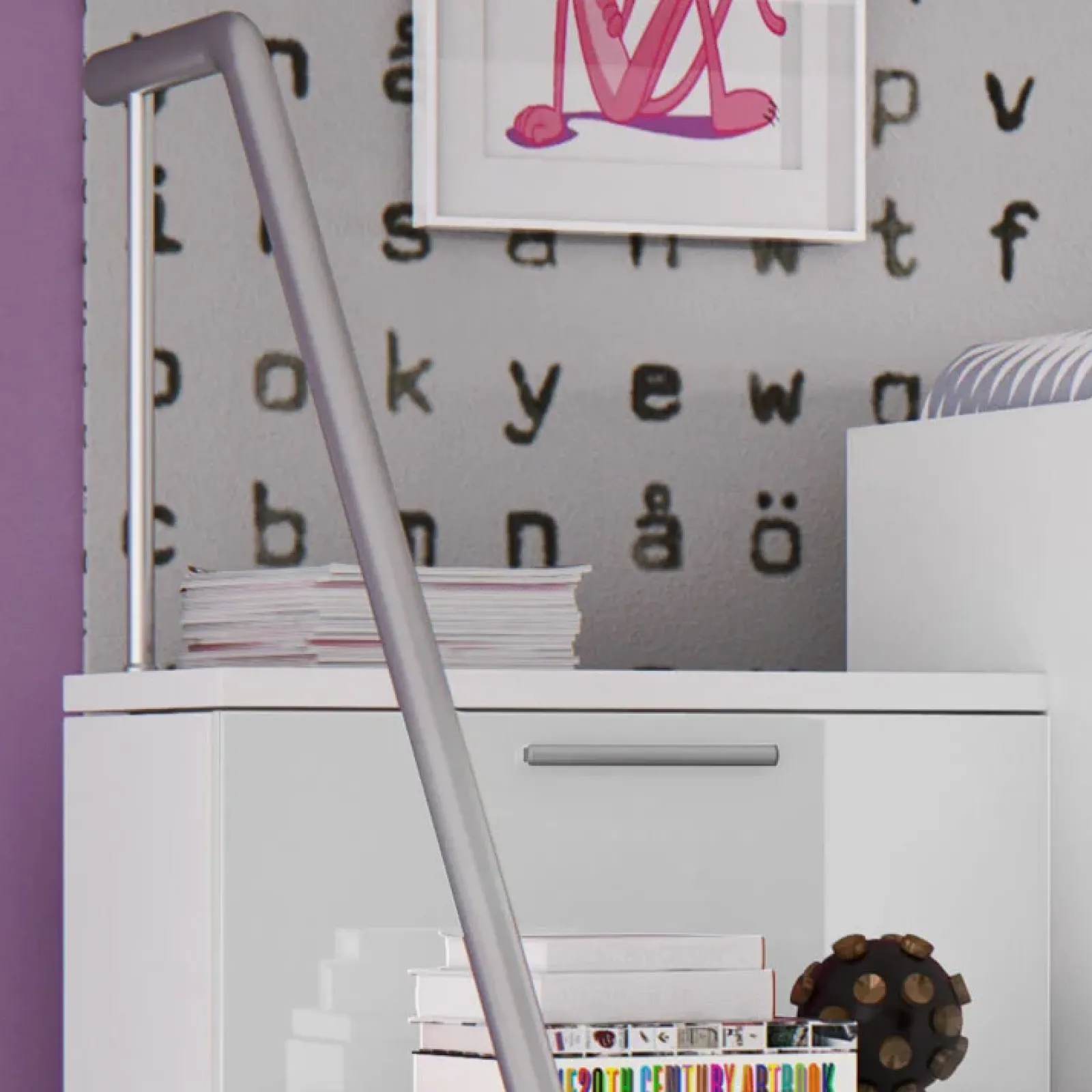 Garnero Arredamenti Letti A Castello|Letti A Castello-Letto a soppalco con armadio 254x120cm bianco Simone Gihome® Bianco Lucido