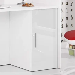 Garnero Arredamenti Letti A Castello|Letti A Castello-Letto a soppalco con armadio 254x120cm bianco Simone Gihome® Bianco Lucido