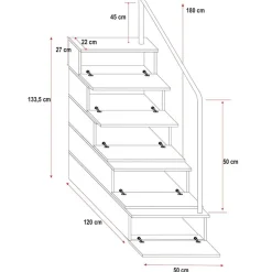 Garnero Arredamenti Letti A Castello|Letti A Castello-Letto a soppalco con armadio 254x120cm bianco Simone Gihome® Bianco Lucido