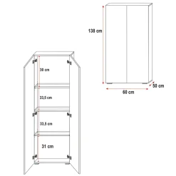 Garnero Arredamenti Letti A Castello|Letti A Castello-Letto a soppalco con armadio 254x120cm bianco grigio Simone Gihome® Bianco Lucido - Grigio