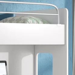 Garnero Arredamenti Letti A Castello|Letti A Castello-Letto a soppalco con armadio 324x180cm bianco rosa 2  letti Diego Gihome® Bianco Lucido - Rosa