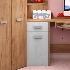 Garnero Arredamenti Letti A Castello|Letti A Castello-Letto a soppalco 204x120cm sinistra rovere miele bianco frassinato Dollie Gihome® Rovere Rustico - Bianco Frassinato