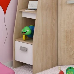 Garnero Arredamenti Letti A Castello|Letti A Castello-Letto a soppalco 204x120cm sinistra rovere bianco Dollie Gihome® Bianco - Rovere