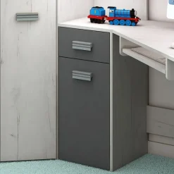 Garnero Arredamenti Letti A Castello|Letti A Castello-Letto a soppalco 204x120cm sinistra bianco pino grafite Dollie Gihome® Grafite - Bianco Frassinato