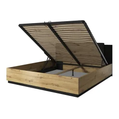 Garnero Arredamenti Letti Alla Francese-Letto alla francese contenitore 140x200cm nero Vulcano Rovere