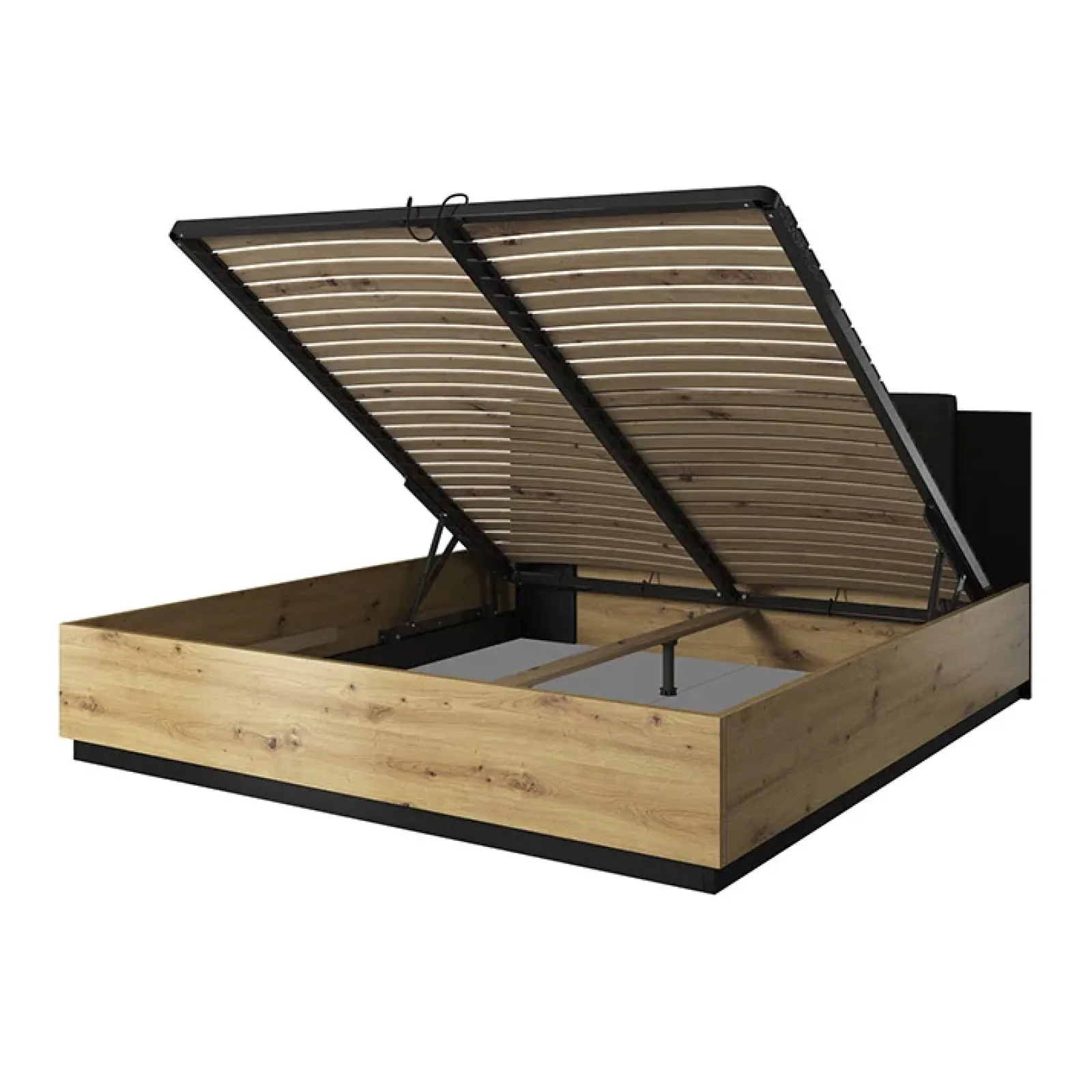 Garnero Arredamenti Letti Alla Francese-Letto alla francese contenitore 140x200cm nero Vulcano Rovere