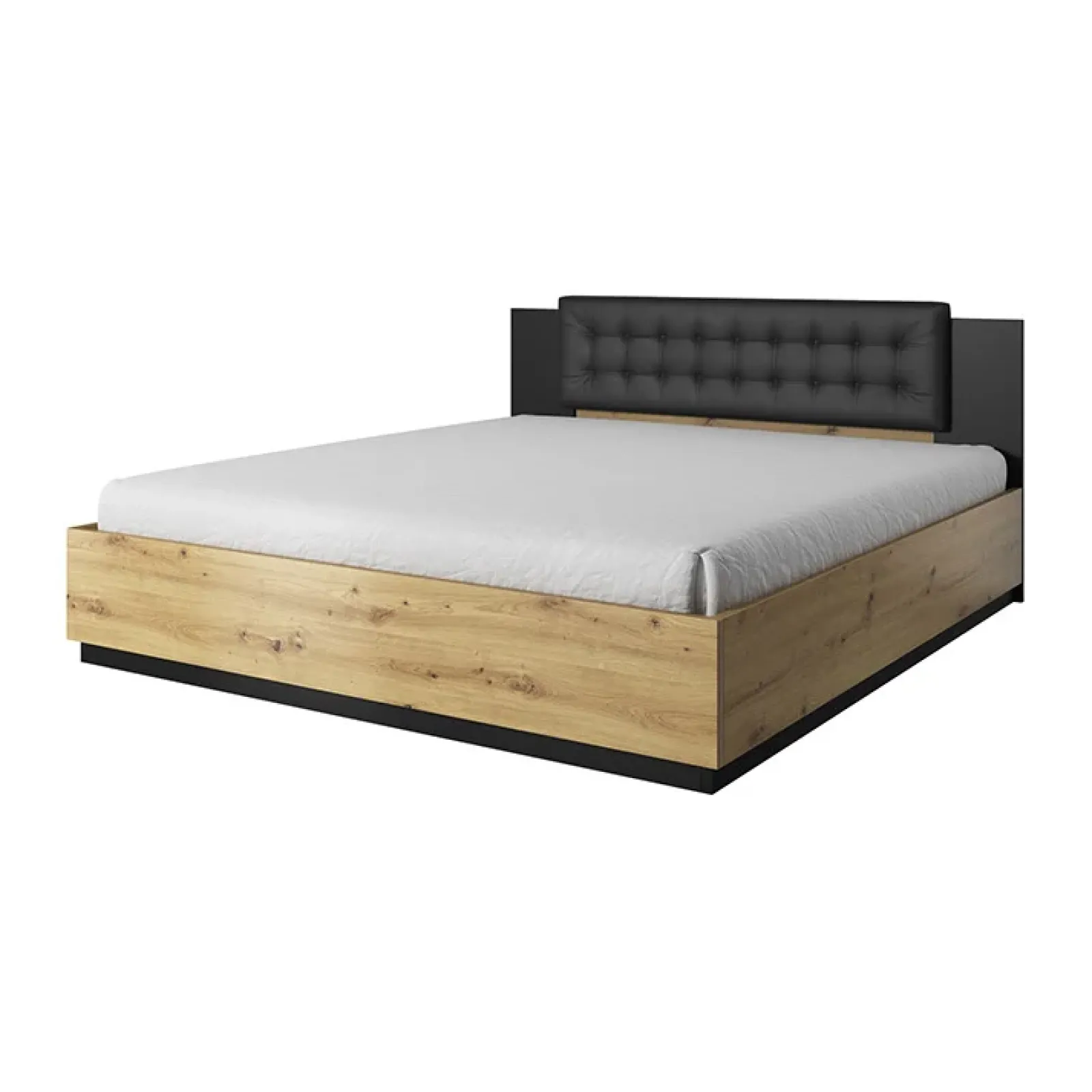 Garnero Arredamenti Letti Alla Francese-Letto alla francese contenitore 140x200cm nero Vulcano Rovere