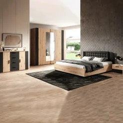 Garnero Arredamenti Letti Alla Francese-Letto alla francese contenitore 140x200cm nero Vulcano Rovere