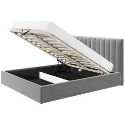 Garnero Arredamenti Letti Alla Francese-Letto alla francese 140x200 cm con rete contenitore imbottito grigio Orione Tessuto Fresco Grigio