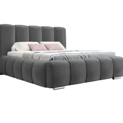 Garnero Arredamenti Letti Alla Francese|Letti Per Bambini E Ragazzi-Letto alla francese 140x200 cm con rete contenitore imbottito grigio scuro Cometa Tessuto Kronos Grigio Scuro