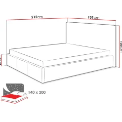 Garnero Arredamenti Letti Alla Francese-Letto alla francese 140x200 cm con rete contenitore imbottito beige Orione Tessuto Fresco Beige