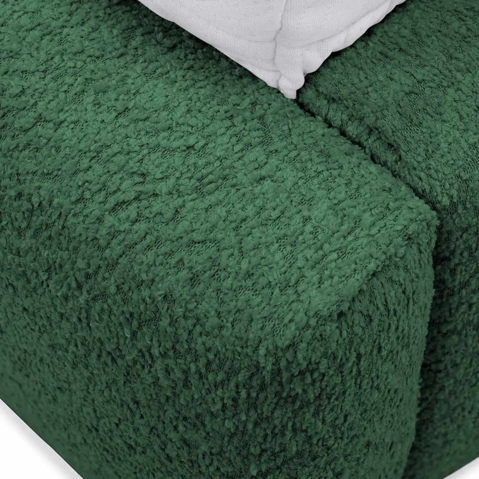 Garnero Arredamenti Letti Alla Francese|Letti Per Bambini E Ragazzi-Letto alla francese 140x200cm con rete contenitore imbottito tessuto bouclé verde Aluna Tessuto Abriamo Verde