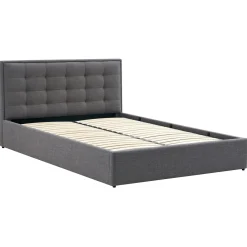 Garnero Arredamenti Letti Alla Francese-Letto alla francese 140x200cm con contenitore imbottito in tessuto grigio Foser Gihome®