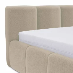 Garnero Arredamenti Letti Alla Francese-Letto alla francese 140x200cm con rete contenitore imbottito beige Aluna Tessuto Paros Beige