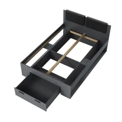 Garnero Arredamenti Letti Alla Francese-Letto alla francese 140x200cm con cassettone e vani laterali Cortina Gihome® Ossido