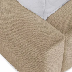 Garnero Arredamenti Letti Alla Francese-Letto alla francese 140x200cm con rete contenitore imbottito beige scuro Aluna Tessuto Paros Beige Scuro