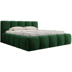 Garnero Arredamenti Letti Alla Francese|Letti Per Bambini E Ragazzi-Letto alla francese 140x200cm con rete contenitore imbottito verde Aluna Tessuto Kronos Verde