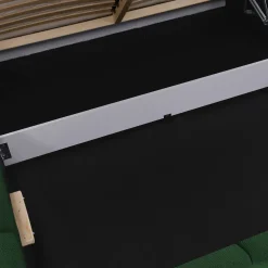 Garnero Arredamenti Letti Alla Francese|Letti Per Bambini E Ragazzi-Letto alla francese 140x200cm con rete contenitore imbottito verde Aluna Tessuto Kronos Verde