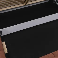 Garnero Arredamenti Letti Alla Francese|Letti Per Bambini E Ragazzi-Letto alla francese 140x200cm con rete contenitore imbottito rosso mattone Aluna Tessuto Kronos Rosso Mattone