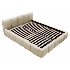 Garnero Arredamenti Letti Alla Francese|Letti Per Bambini E Ragazzi-Letto alla francese 140x200cm con rete contenitore imbottito tessuto bouclé beige Aluna Tessuto Abriamo Beige