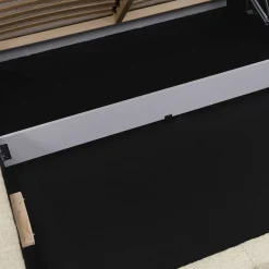 Garnero Arredamenti Letti Alla Francese|Letti Per Bambini E Ragazzi-Letto alla francese 140x200cm con rete contenitore imbottito tessuto bouclé beige Aluna Tessuto Abriamo Beige