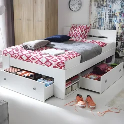 Garnero Arredamenti Letti Alla Francese-Letto alla francese 140x200cm con set cassettoni bianco Aurora