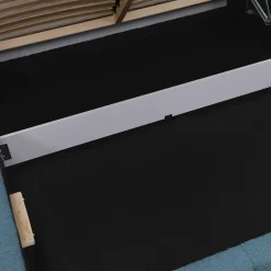 Garnero Arredamenti Letti Alla Francese|Letti Per Bambini E Ragazzi-Letto alla francese 140x200cm con rete contenitore imbottito tessuto bouclé turchese Aluna Tessuto Abriamo Turchese