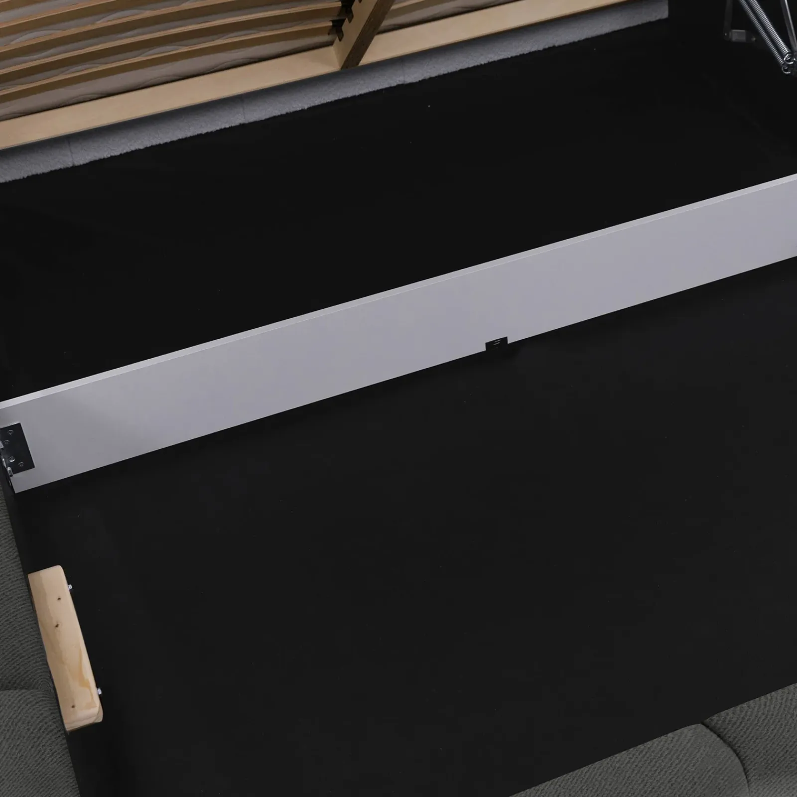 Garnero Arredamenti Letti Alla Francese|Letti Per Bambini E Ragazzi-Letto alla francese 140x200cm con rete contenitore imbottito grigio scuro Aluna Tessuto Kronos Grigio Scuro