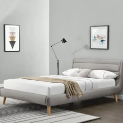 Garnero Arredamenti Letti Alla Francese-Letto alla francese 140x200cm in tessuto grigio chiaro Pompei Gihome®