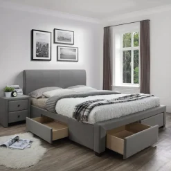 Garnero Arredamenti Letti Alla Francese-Letto alla francese 140x200cm in tessuto grigio Mestre Gihome®