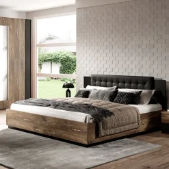 Garnero Arredamenti Letti Alla Francese-Letto alla francese 140x200cm quercia scuro nero Vulcano Noce