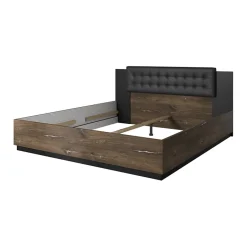 Garnero Arredamenti Letti Alla Francese-Letto alla francese 140x200cm quercia scuro nero Vulcano Noce