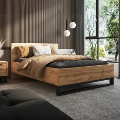 Garnero Arredamenti Letti Alla Francese-Letto alla francese 140x200cm rovere metallo nero Petra