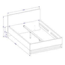 Garnero Arredamenti Letti Alla Francese-Letto alla francese 140x200cm rovere metallo nero Petra