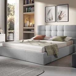 Garnero Arredamenti Letti Alla Francese-Letto alla francese 140x200cm tessuto grigio chiaro Silla