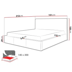Garnero Arredamenti Letti Alla Francese-Letto alla francese 140x200cm tessuto grigio chiaro Silla