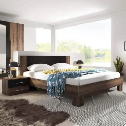 Garnero Arredamenti Letti Oversize-Letto 180/200cm oversize con comodini quercia scuro nero Lisa Gihome®