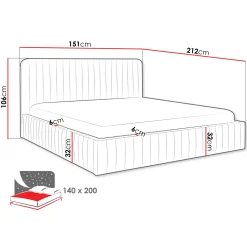 Garnero Arredamenti Letti Alla Francese-Letto contenitore alla francese 140x200cm imbottito velluto marrone Poffi Tessuto Vellutato Lucido Marrone