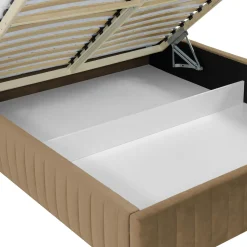 Garnero Arredamenti Letti Alla Francese-Letto contenitore alla francese 140x200cm imbottito velluto tortora Poffi Tessuto Vellutato Lucido Tortora