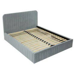 Garnero Arredamenti Letti Alla Francese-Letto contenitore alla francese 140x200cm imbottito velluto grigio Poffi Tessuto Vellutato Lucido Grigio