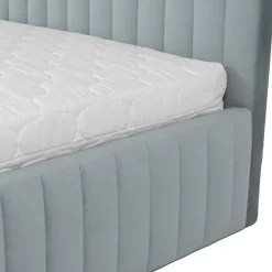 Garnero Arredamenti Letti Alla Francese-Letto contenitore alla francese 140x200cm imbottito velluto grigio Poffi Tessuto Vellutato Lucido Grigio