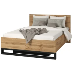 Garnero Arredamenti Letti Alla Francese-Letto contenitore alla francese 140x200cm rovere metallo nero Petra