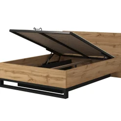 Garnero Arredamenti Letti Alla Francese-Letto contenitore alla francese 140x200cm rovere metallo nero Petra