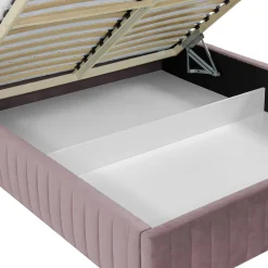 Garnero Arredamenti Letti Alla Francese-Letto contenitore alla francese 140x200cm imbottito velluto rosa Poffi Tessuto Vellutato Lucido Rosa