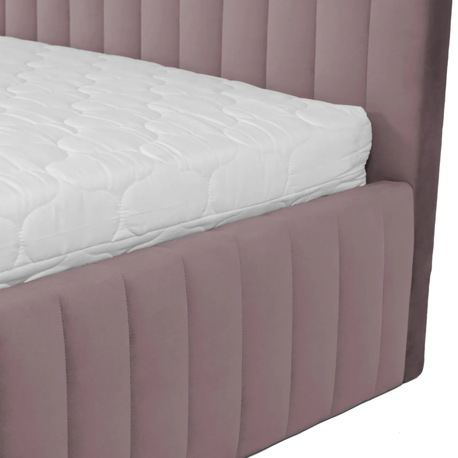 Garnero Arredamenti Letti Alla Francese-Letto contenitore alla francese 140x200cm imbottito velluto rosa Poffi Tessuto Vellutato Lucido Rosa