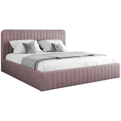 Garnero Arredamenti Letti Matrimoniali|Letti Matrimoniali-Letto contenitore matrimoniale 160x200 imbottito velluto rosa Poffi Tessuto Vellutato Lucido Rosa