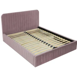 Garnero Arredamenti Letti Matrimoniali|Letti Matrimoniali-Letto contenitore matrimoniale 160x200 imbottito velluto rosa Poffi Tessuto Vellutato Lucido Rosa