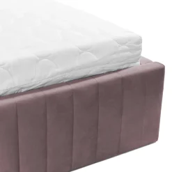 Garnero Arredamenti Letti Matrimoniali|Letti Matrimoniali-Letto contenitore matrimoniale 160x200 imbottito velluto rosa Poffi Tessuto Vellutato Lucido Rosa